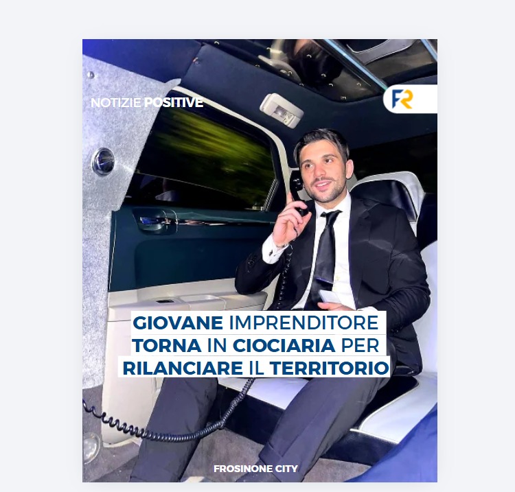 «Giovane imprenditore torna in Ciociaria per rilanciare il territorio»
