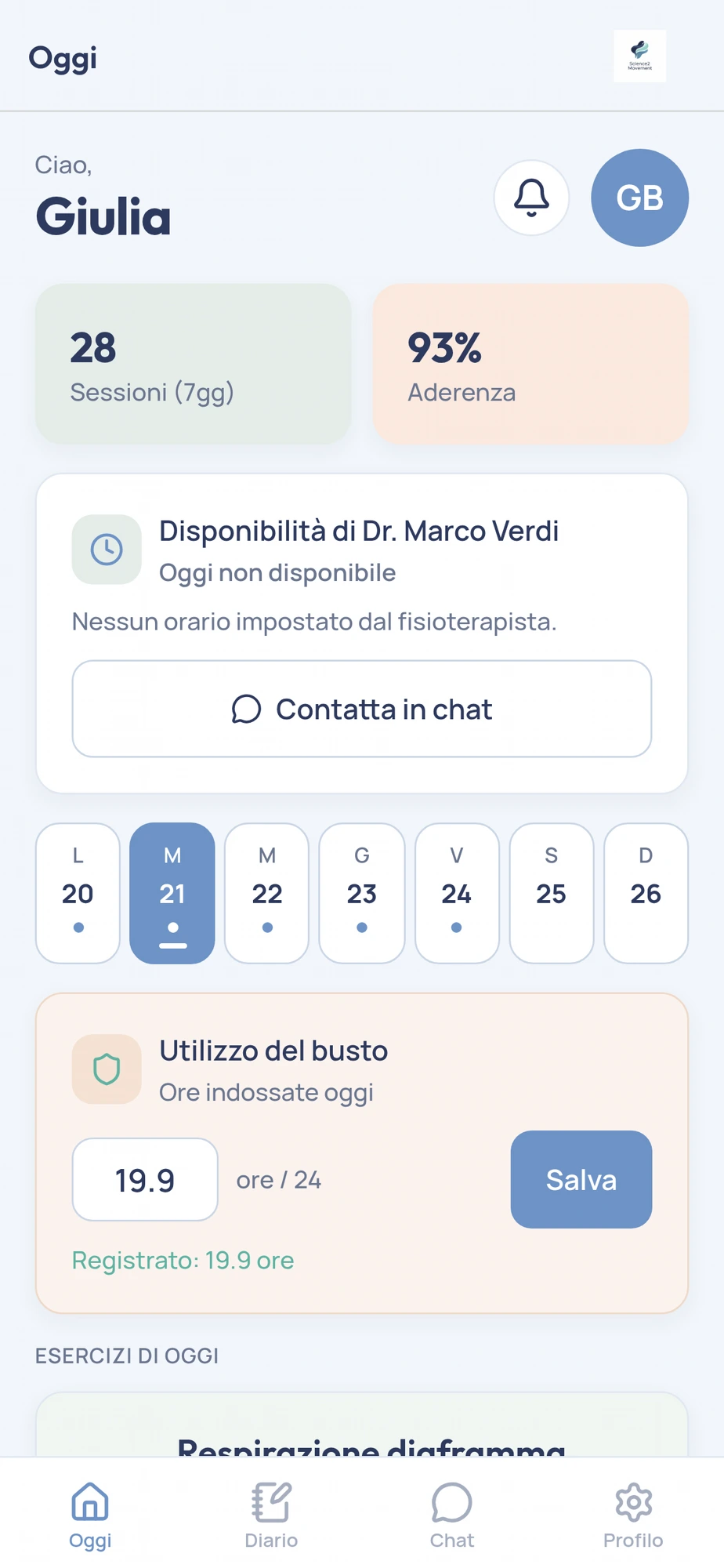 Vista dettagliata giornata paziente