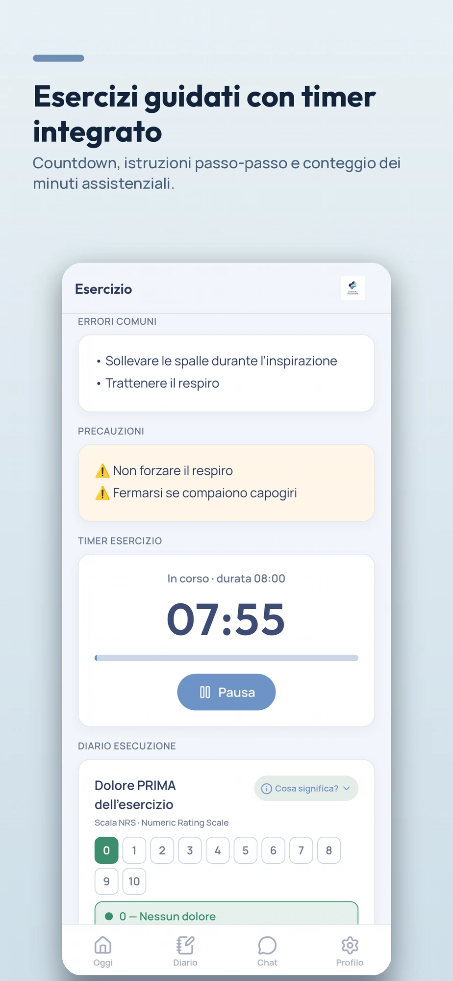 Timer esercizio con istruzioni