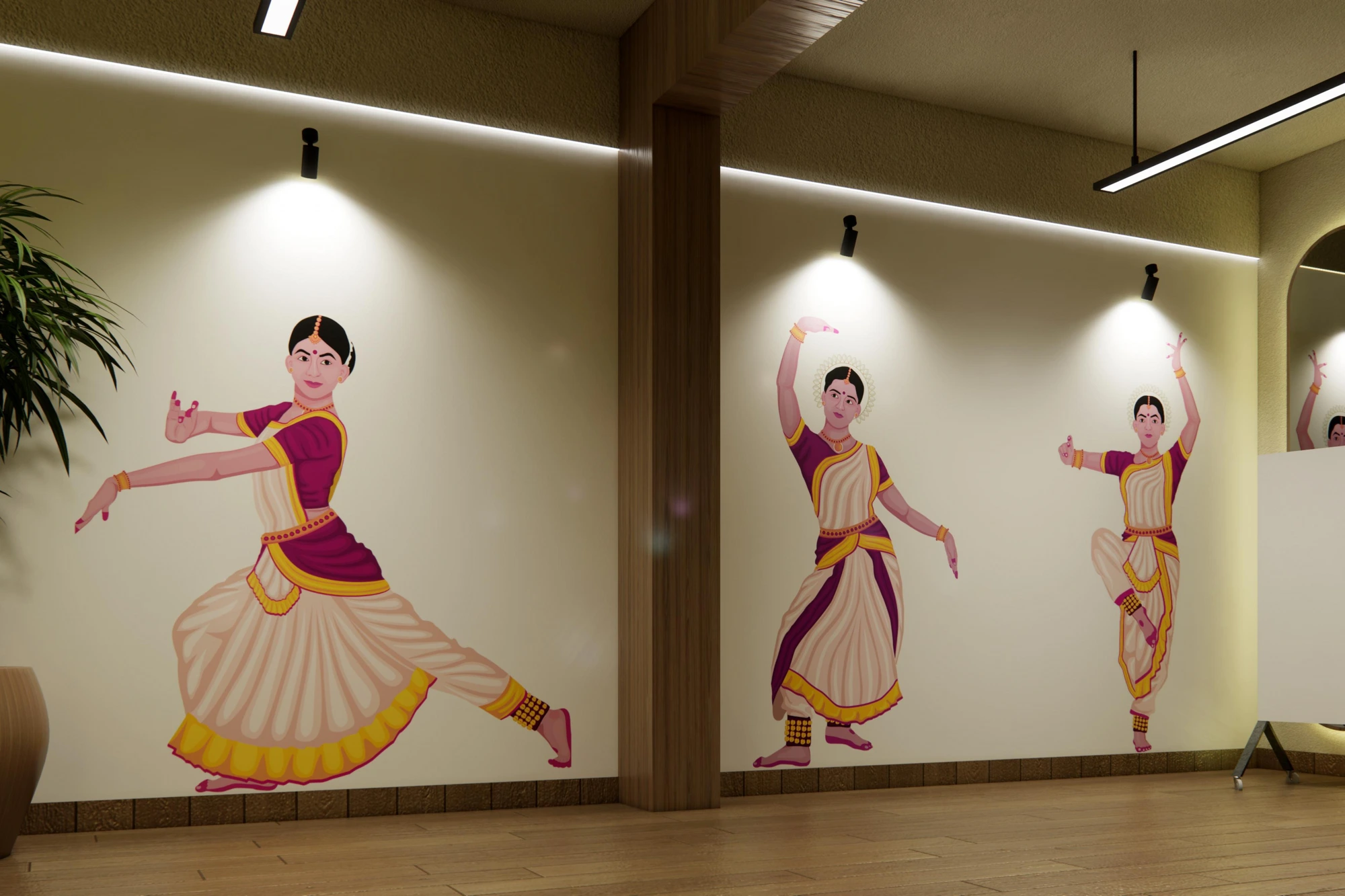 Rithanya Natya Kshetra — Studio at rest — the practice floor