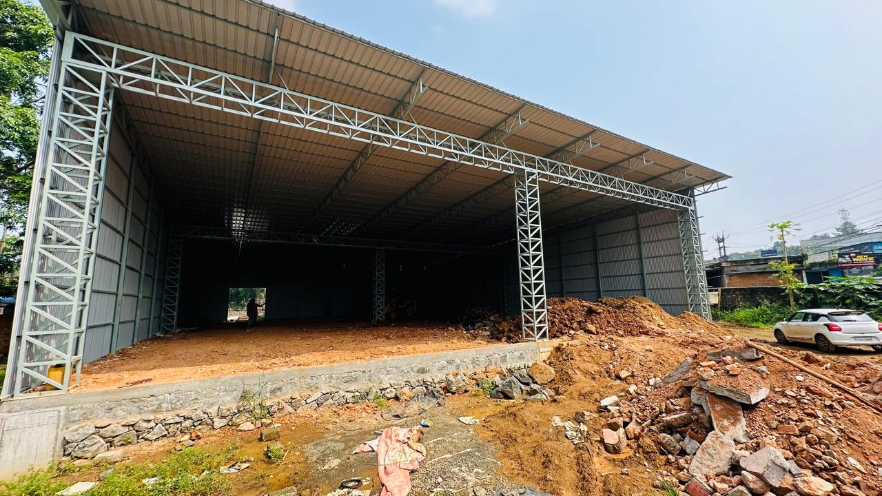 Posh Ceramics — Structural shell — steel-truss frame before cladding