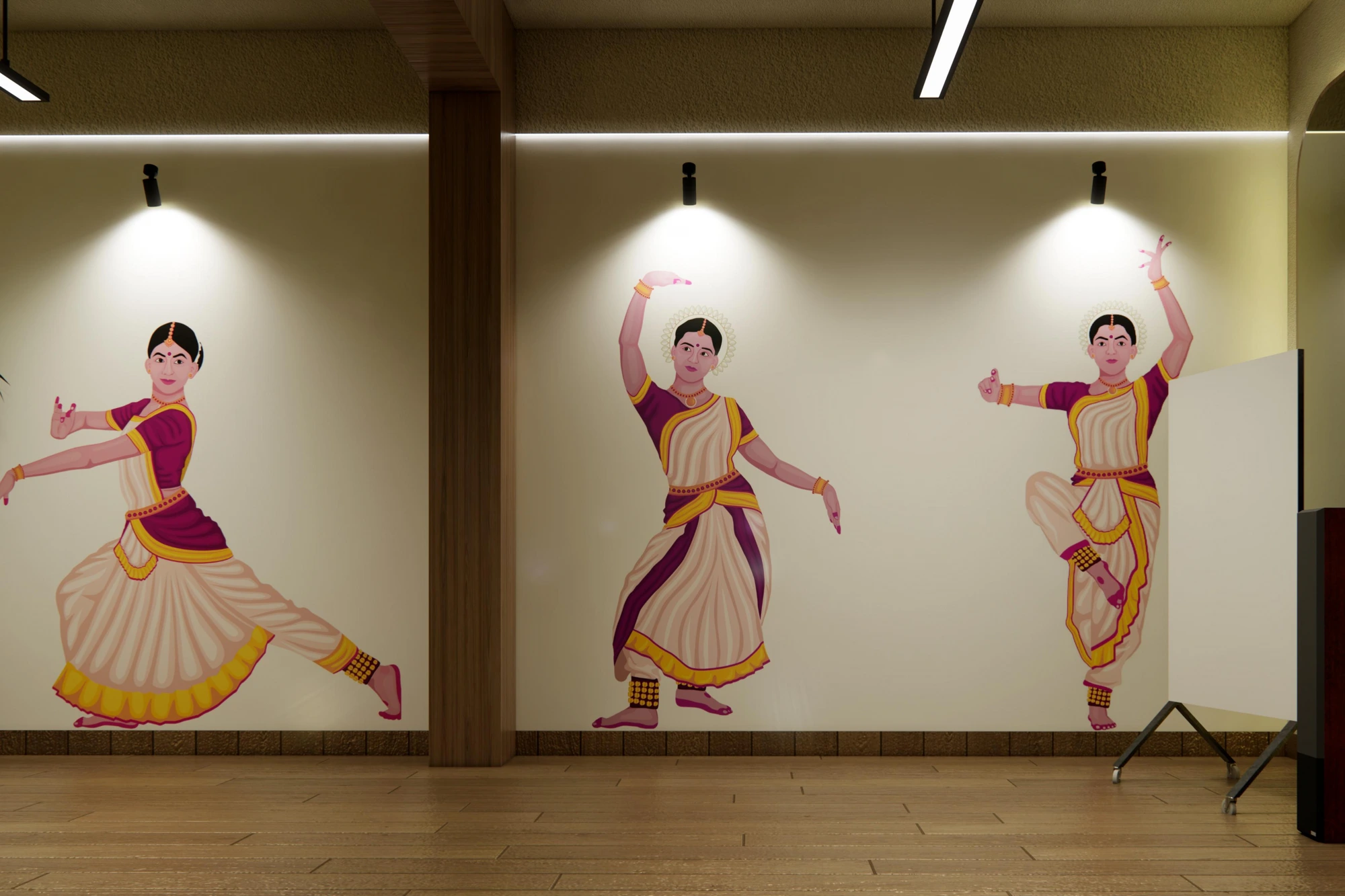 Rithanya Natya Kshetra — The backlit arched logotype wall