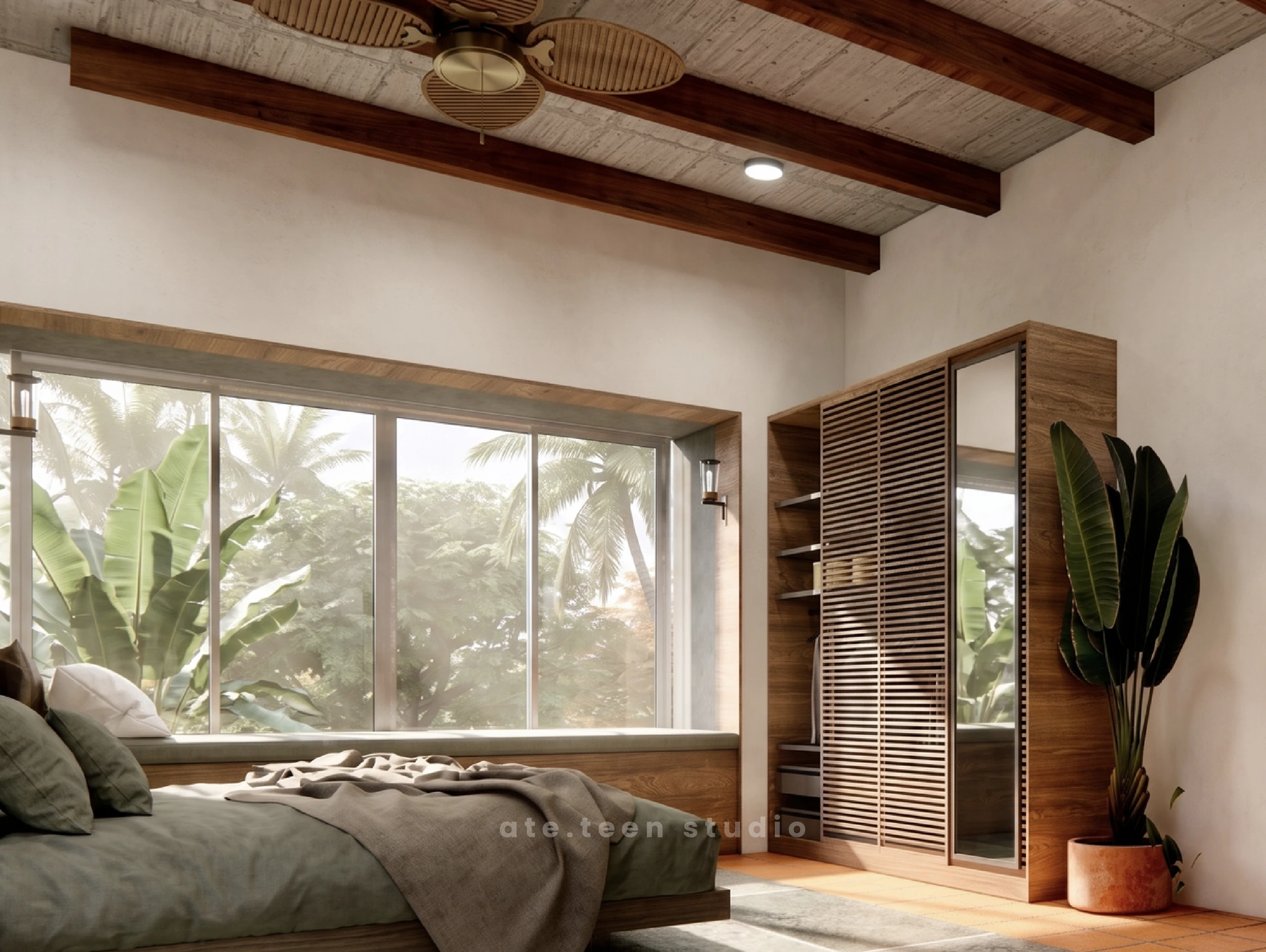 Monsoon Villa — Guest suite opening to the palm canopy