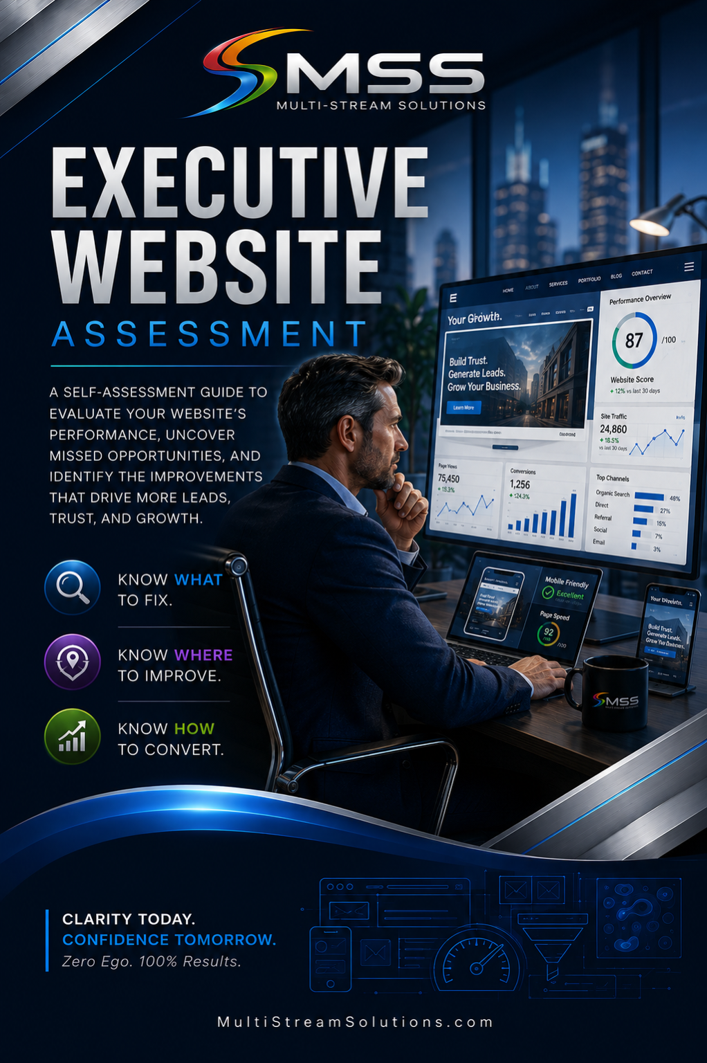 Executive Website Assessment cover — Know what to fix. Know where to improve. Know how to convert.