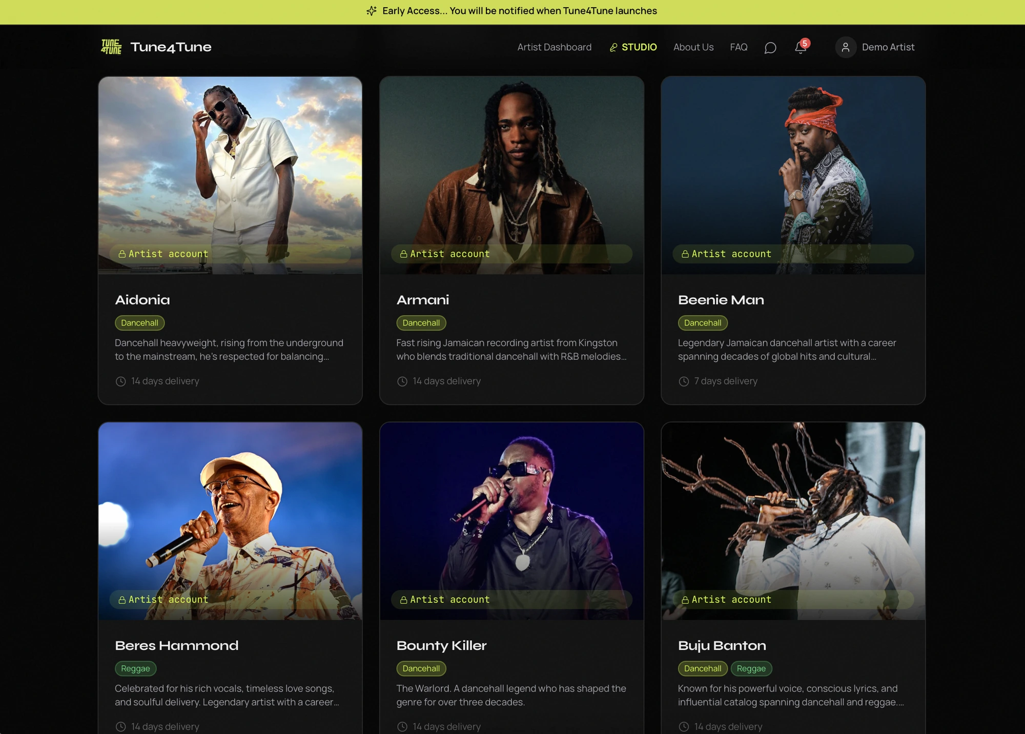 Tune4Tune screenshot 1: Custom Dubplate Marketplace