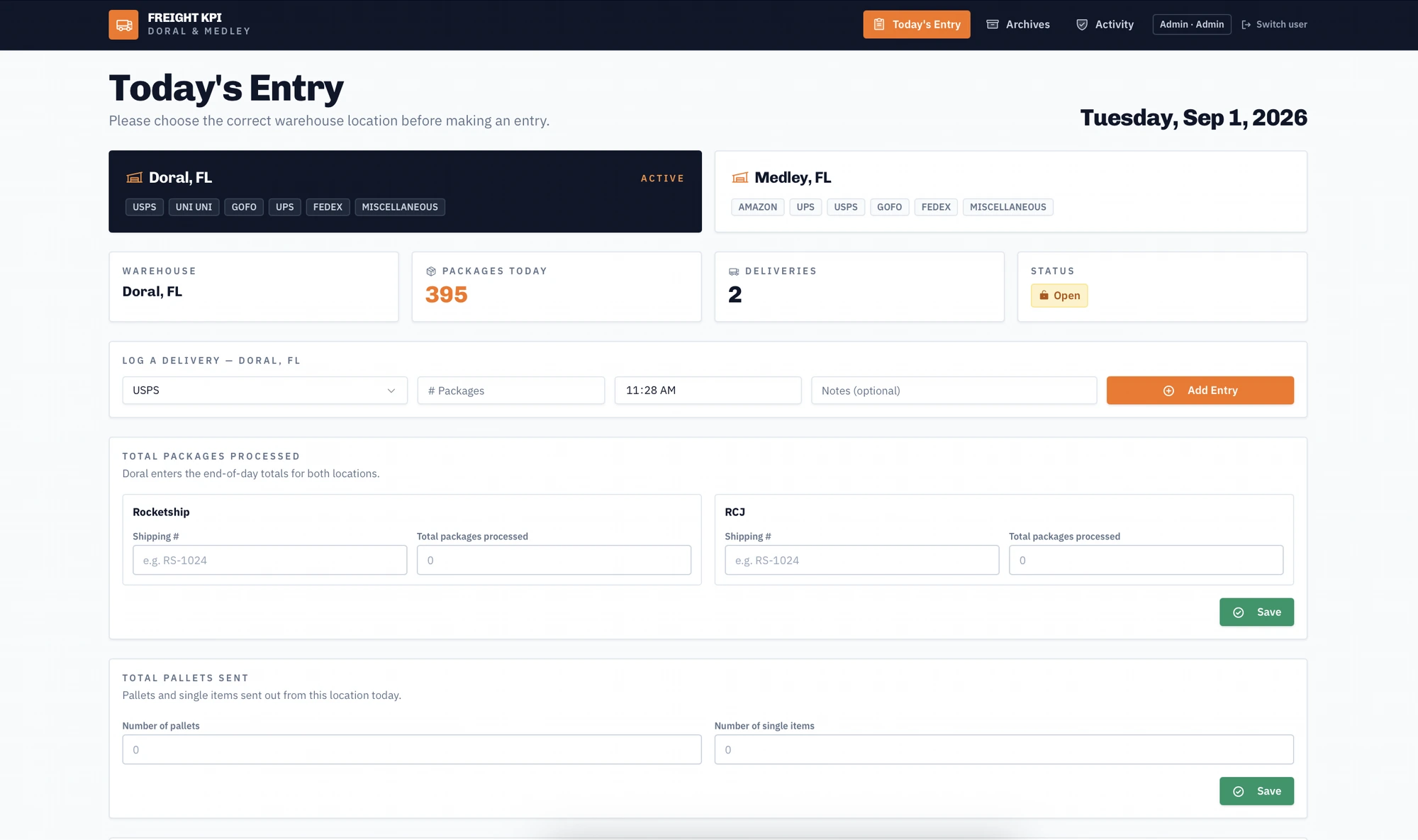 Freight KPI screenshot 1: Freight Forwarding Ops Dashboard