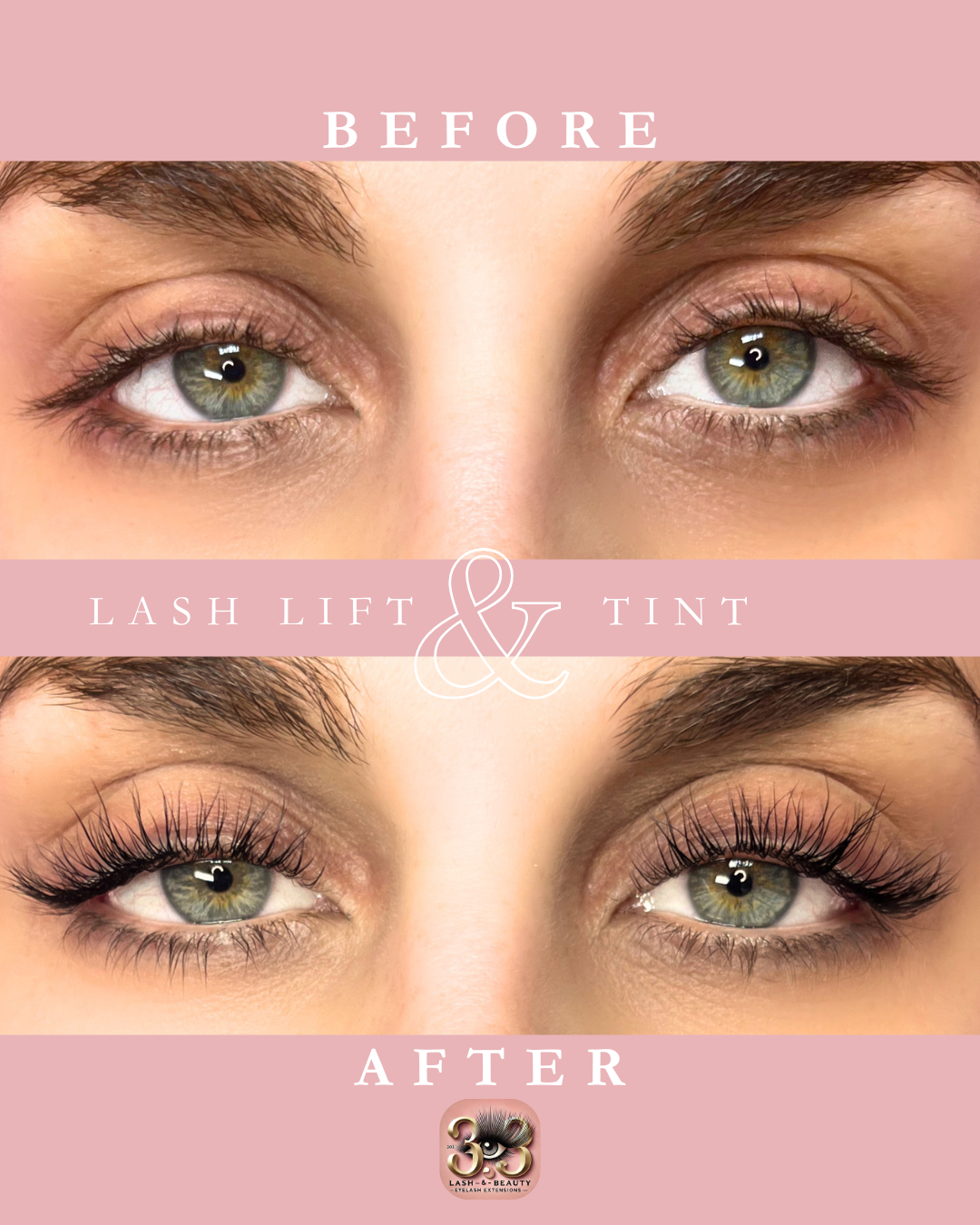 Lash lift and tint before and after in Lakewood, CO