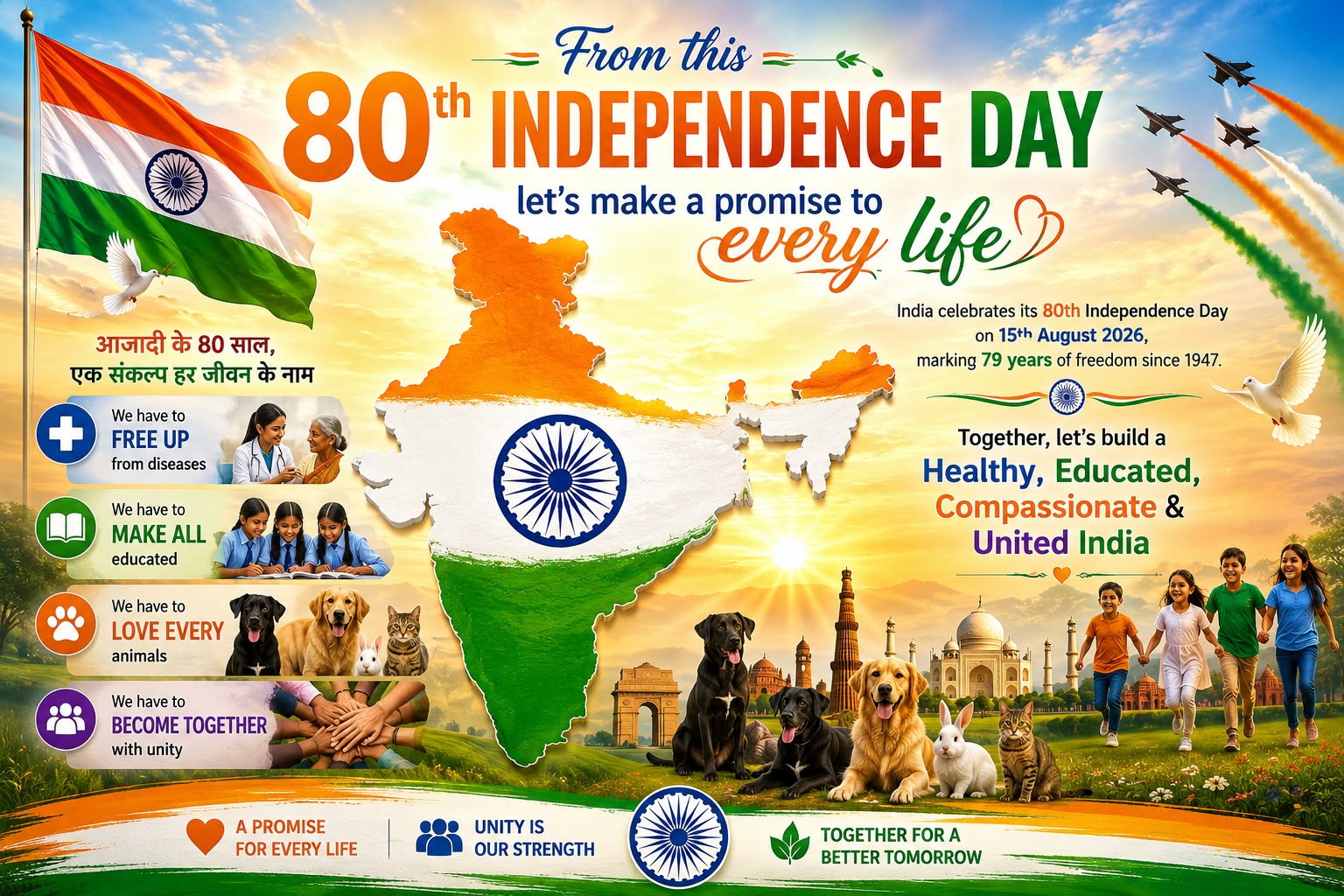 80th Independence Day - Building a Healthy, Educated, Compassionate & United India - 15th August 2026