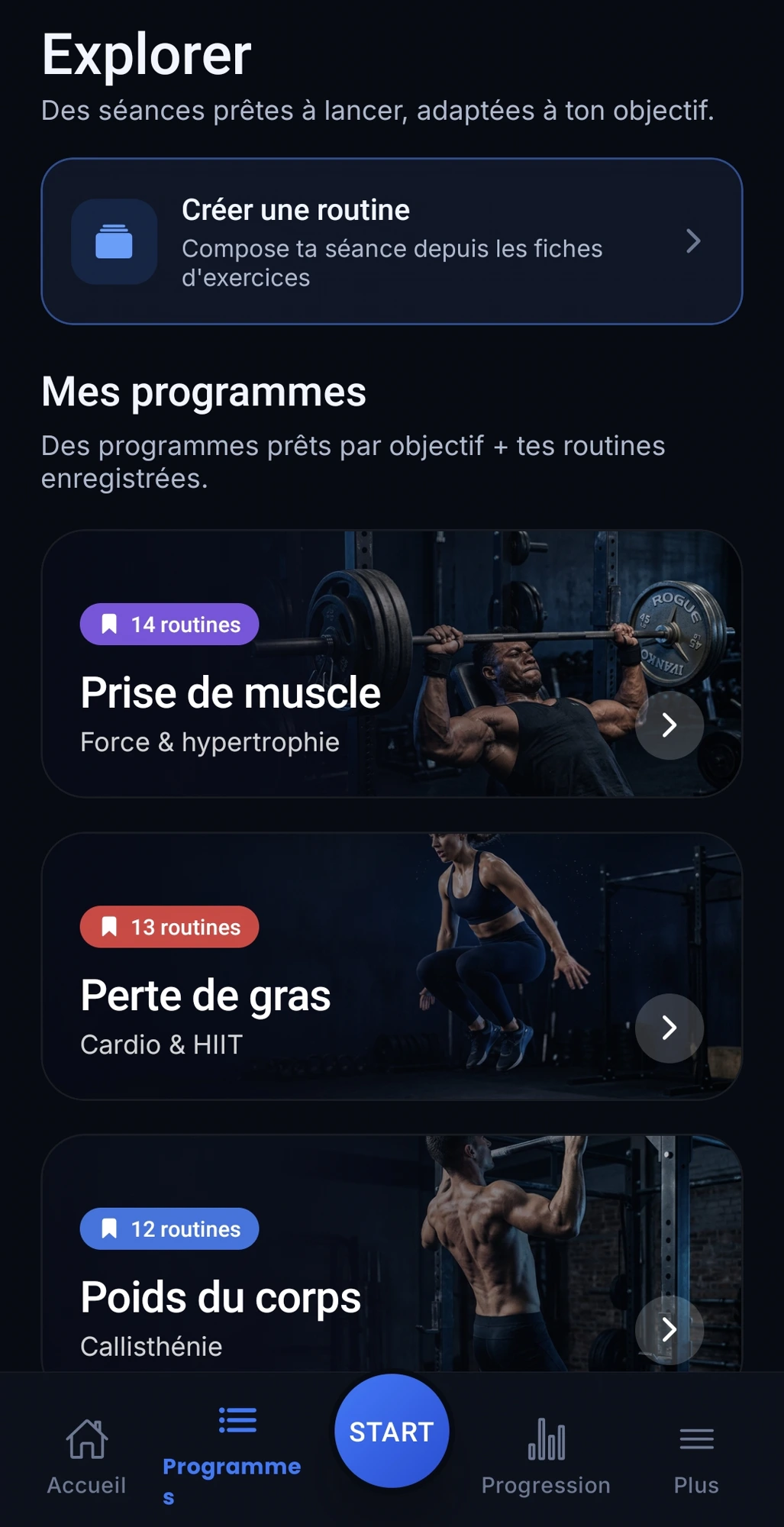 Programmes d'entraînement