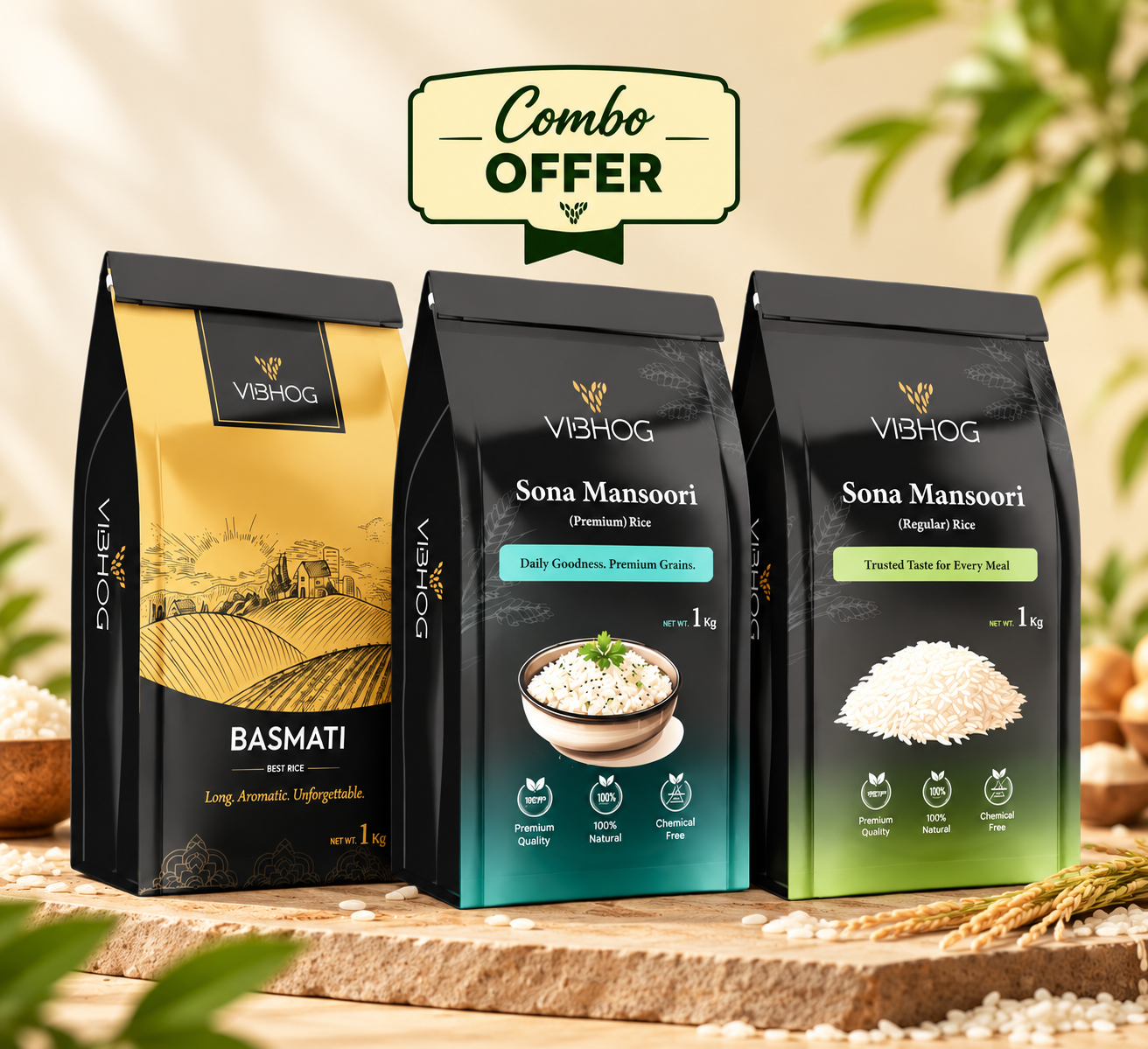 Vibhog Rice Combo (3x 1kg Pack) combo offer