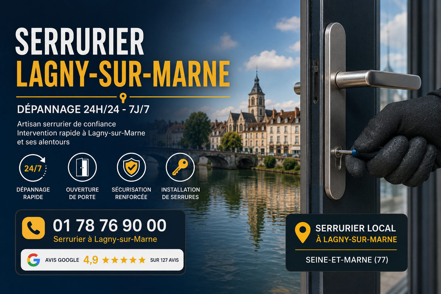 Serrurier Lagny-sur-Marne — dépannage 24h/24, ouverture de porte et sécurisation