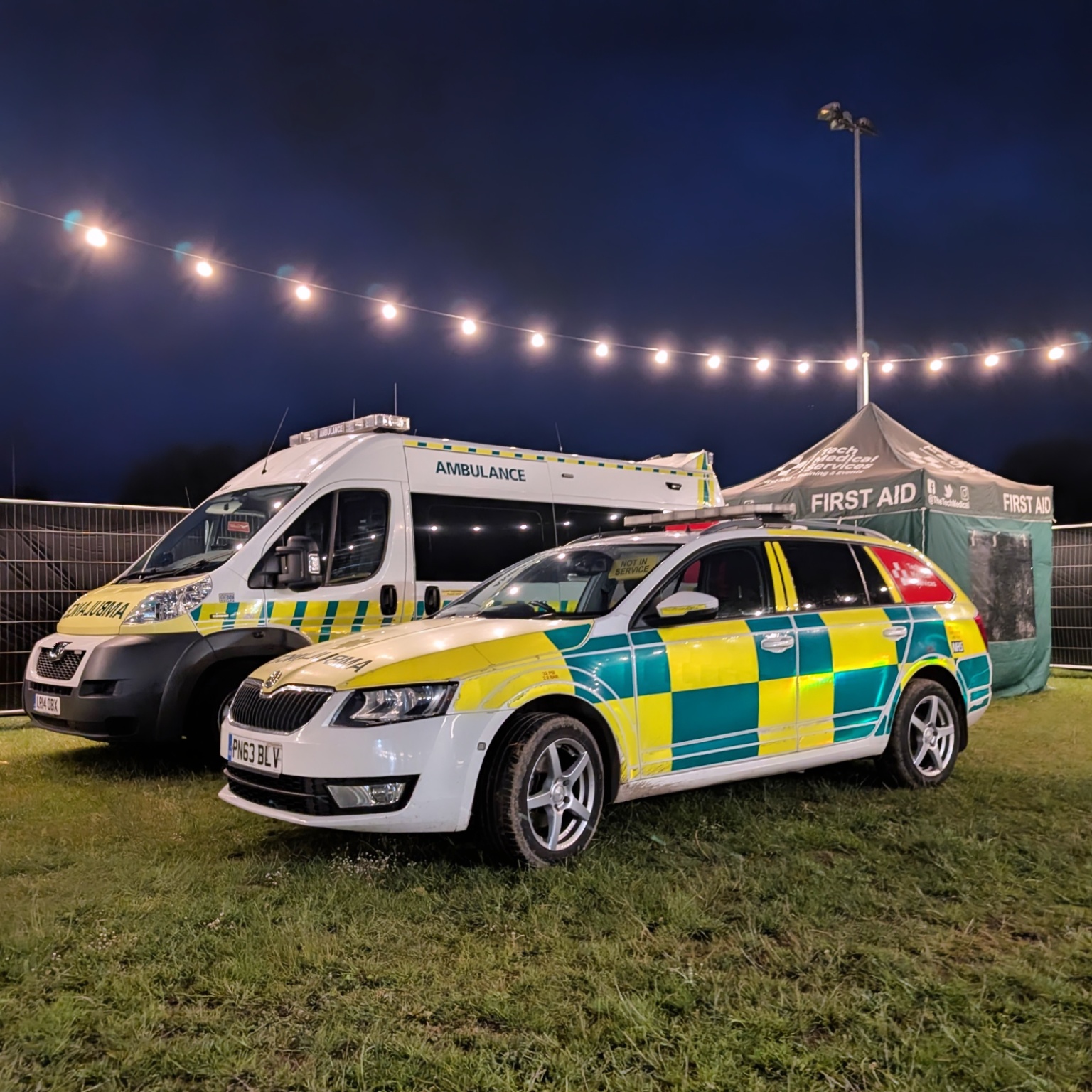 Tech Medical Services ambulance and response car providing event medical cover near Ashford