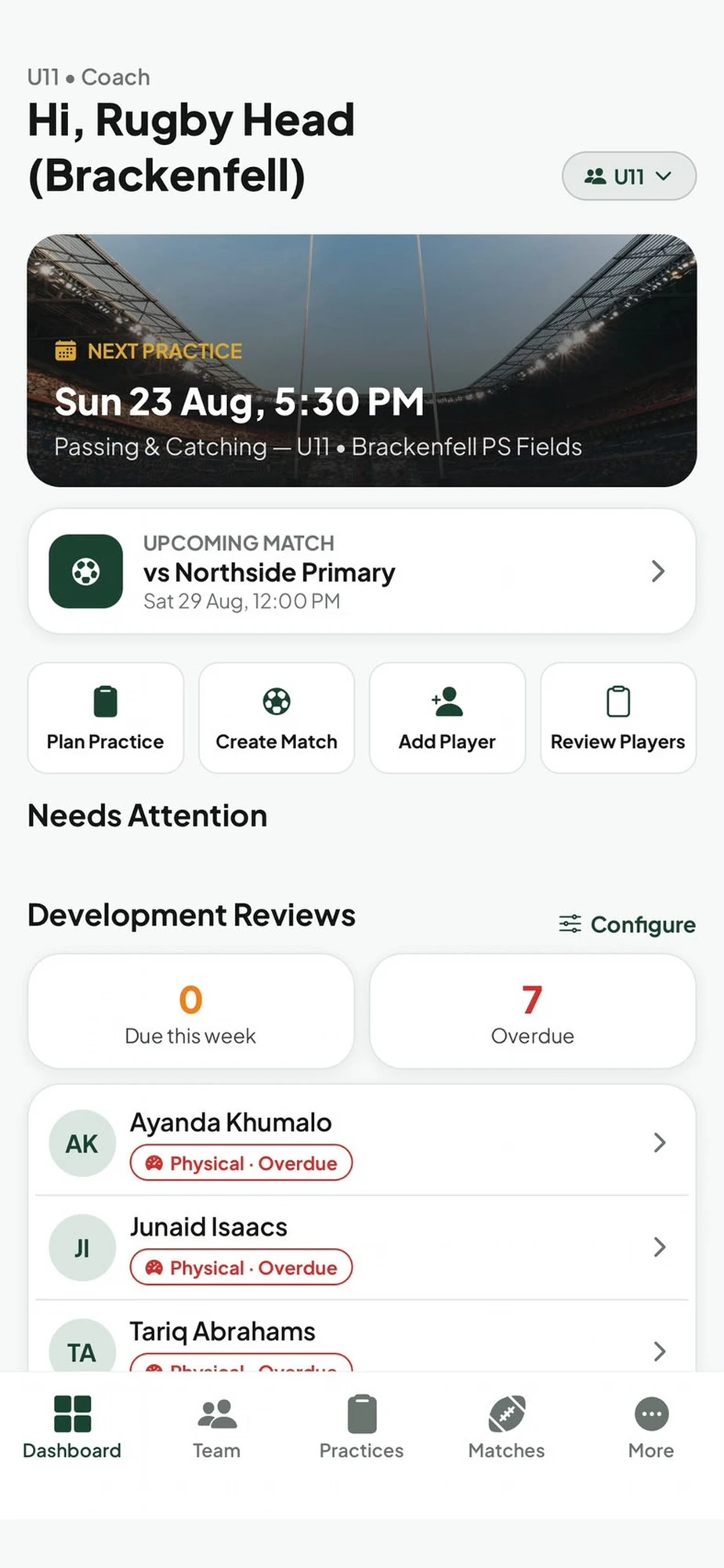Coach dashboard