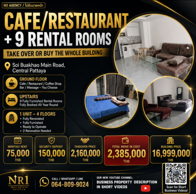 Cafe / Restaurant + 9 Rental Rooms — Whole Building