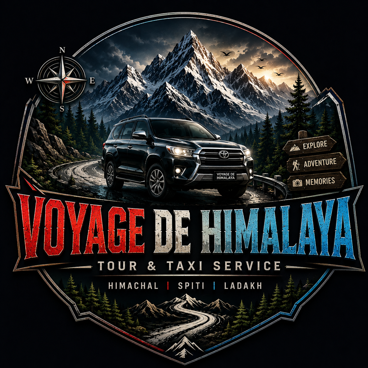 Voyage de Himalaya Tour and Taxi Service logo — Himachal, Spiti, Ladakh