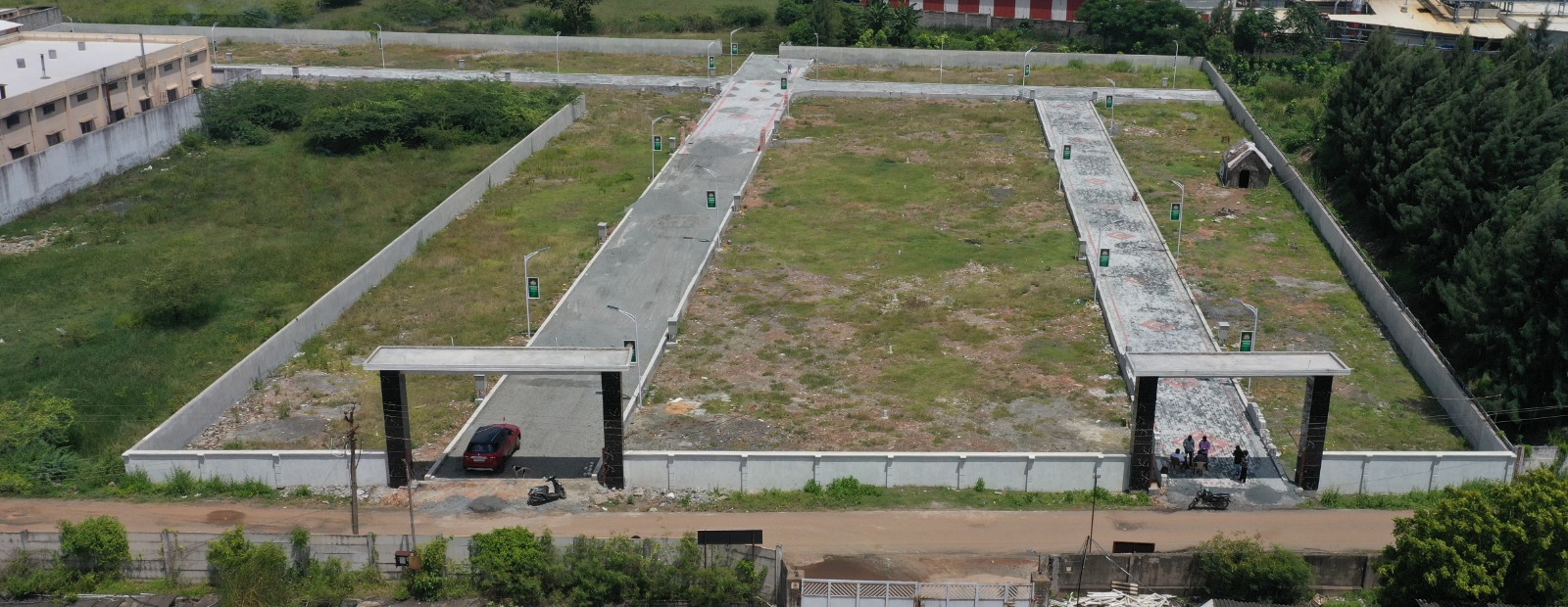 Oblique view showing roads and layout