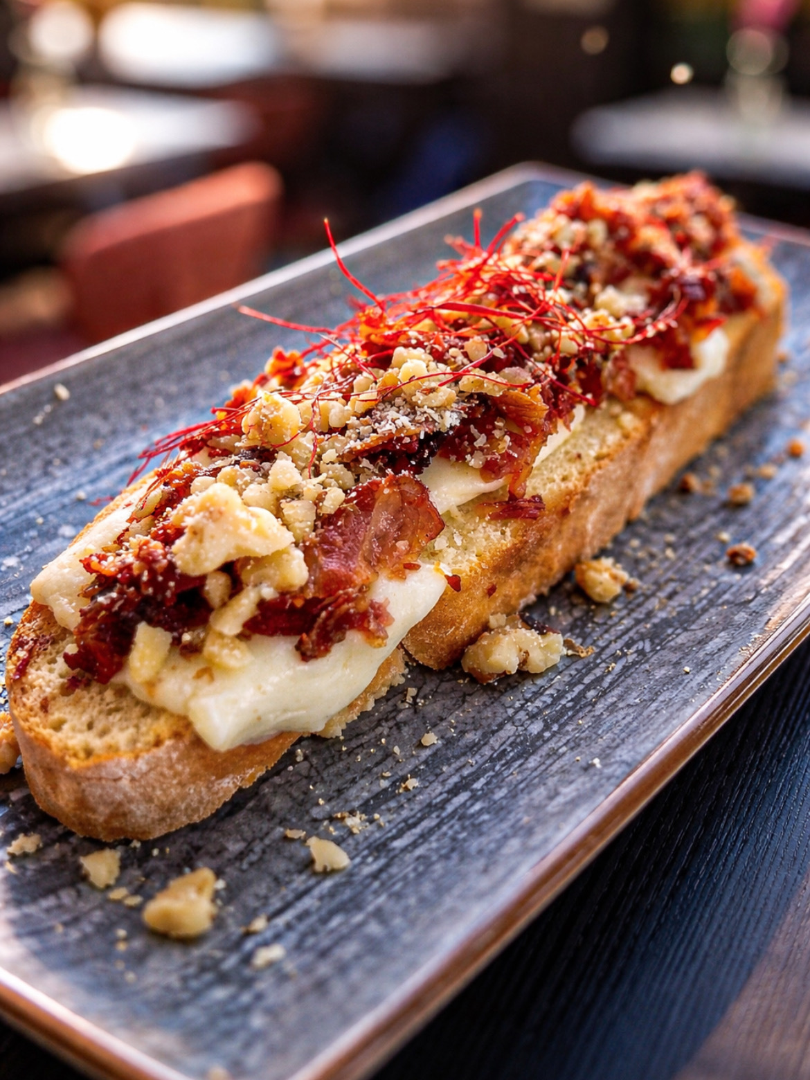 Bruschetta con noci e peperoncino