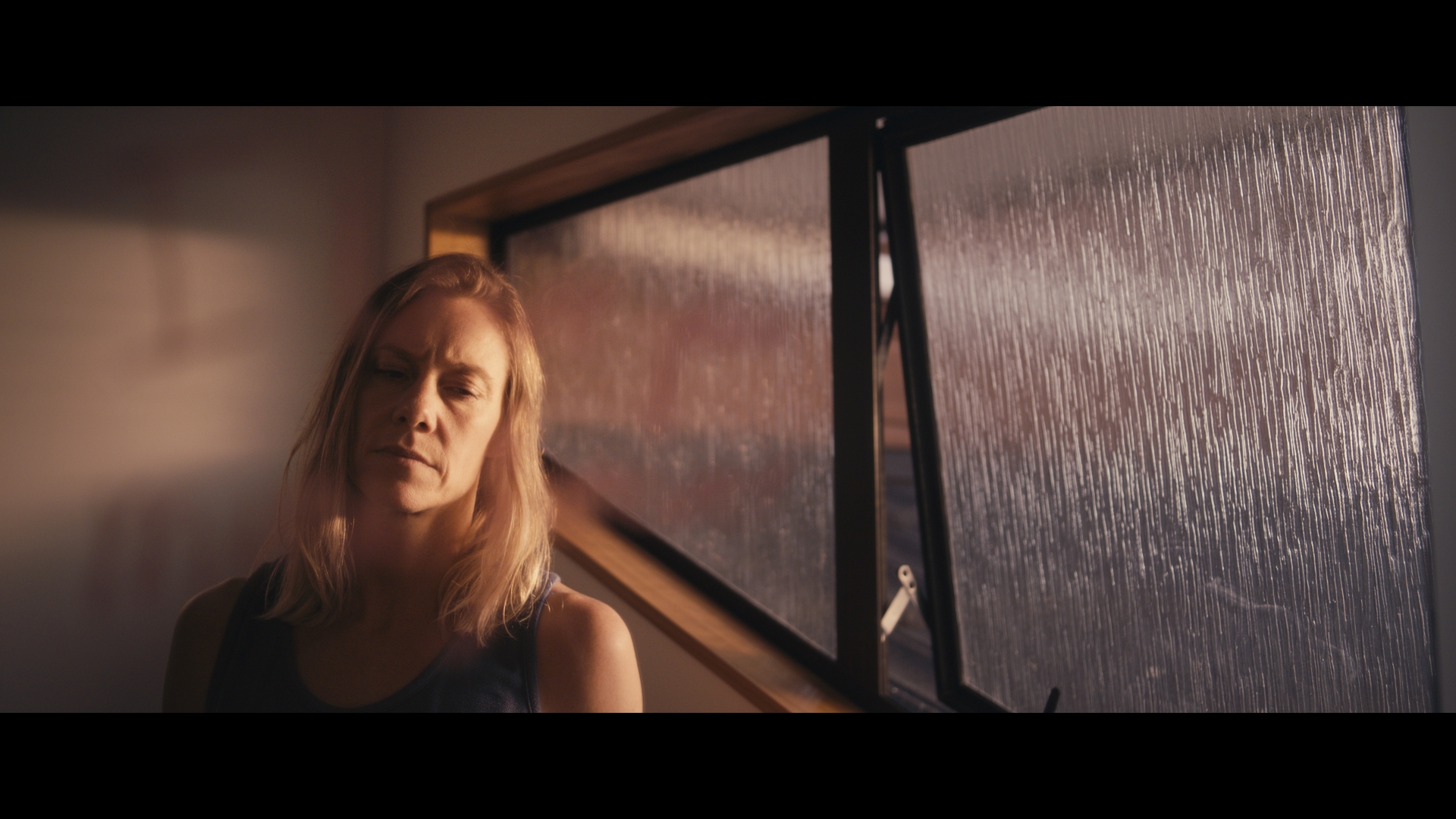 Rain window · portrait · golden hour